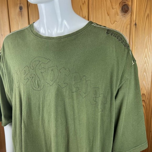 Pelle Pelle Mens Shirt Live Forever Leather Ankh Design  4XL Shirt Studded Green - Picture 3 of 10